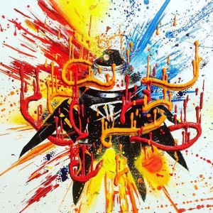 Energy, Spraypaint and markers on canvas, 50 x 50 cm, 2016